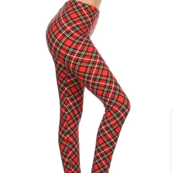 Leggings Depot Pants - 🌲LAST ONE!🌲Red Plaid Christmas Leggings Plus